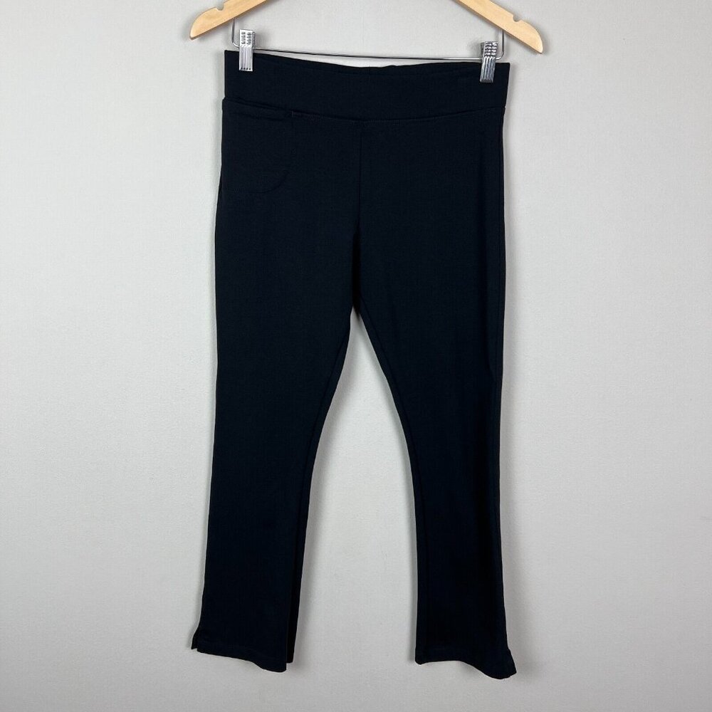 American‎ Giant Pants Womens 4 Black No BS Kick Flare Crop Pull On Ponte Knit